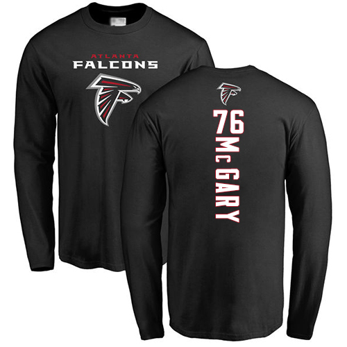Atlanta Falcons Men Black Kaleb McGary Backer NFL Football #76 Long Sleeve T Shirt->atlanta falcons->NFL Jersey